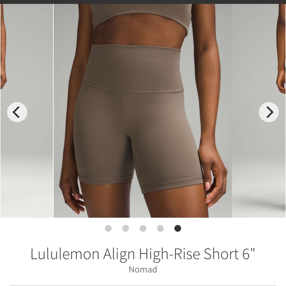 NWT Lululemon align high rise shorts 6” Nomad Sz 2
